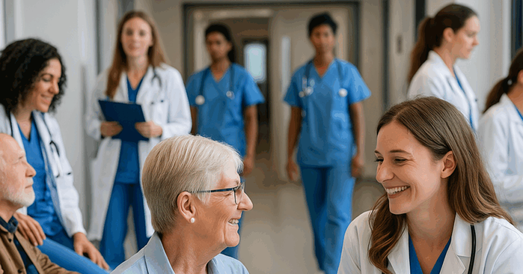 Médicas atendem pacientes em hospital brasileiro, representando o aumento da presença de mulheres na medicina