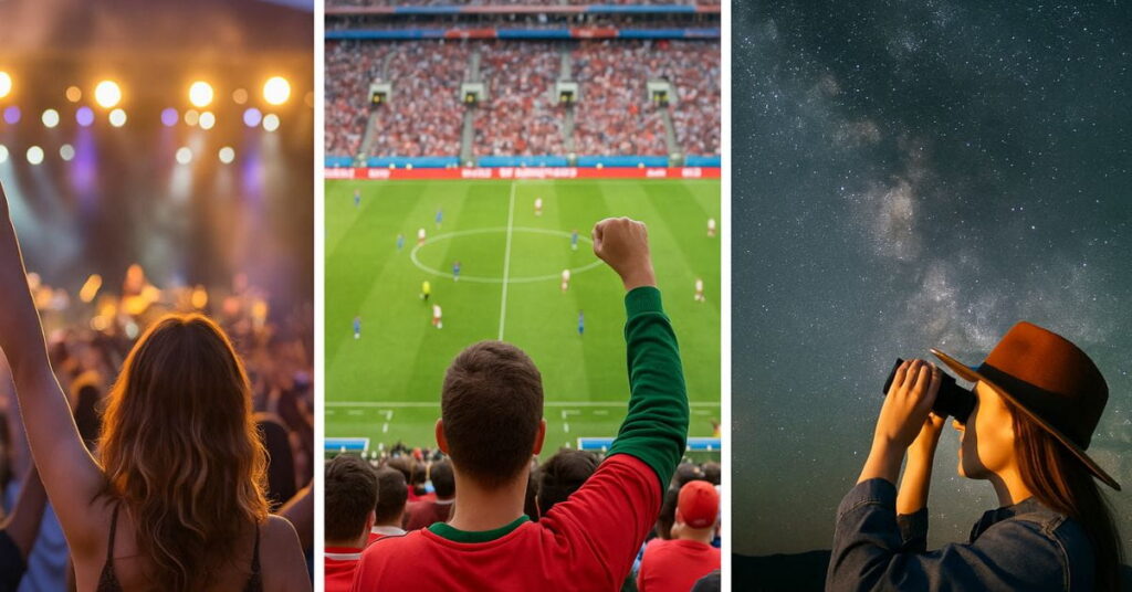 Turismo de experiências com show, jogo de futebol e astroturismo
