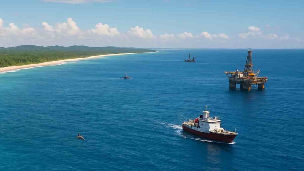 Amazônia Azul da Marinha do Brasil mostra a vasta área marítima sob jurisdição brasileira no Atlântico, destacando regiões costeiras e áreas prioritárias para o desenvolvimento sustentável