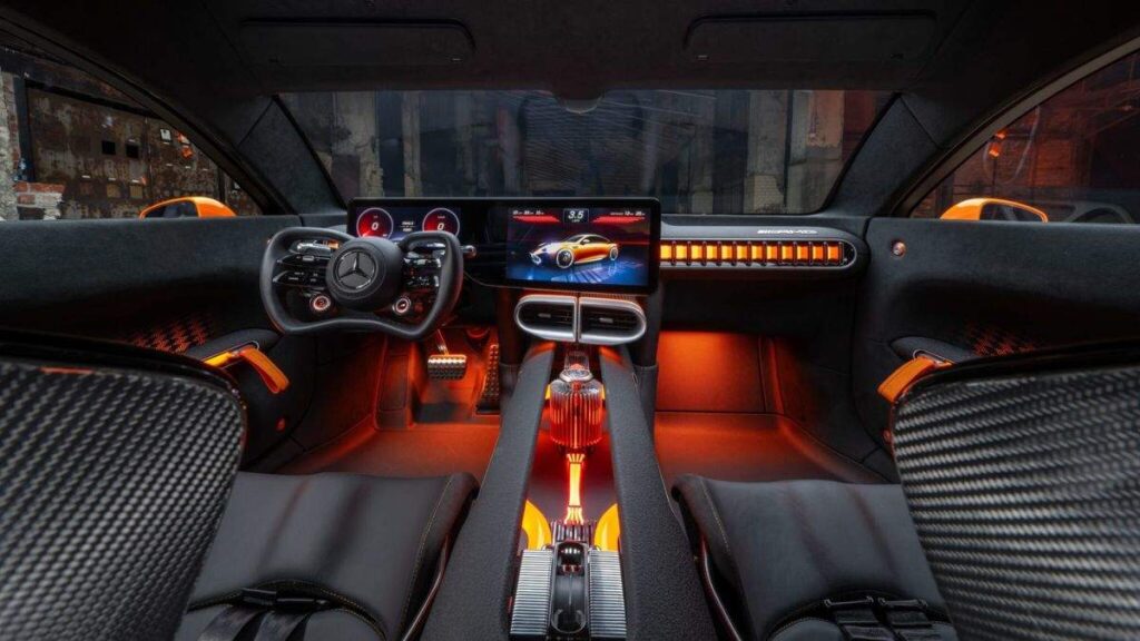 couro livre de origem animal em carro de luxo Mercedes