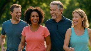 pessoas ocupadas se divertem durante atividade ao ar livre