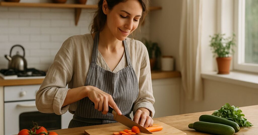 Pessoa relaxando ao realizar atividades manuais que promovem bem-estar