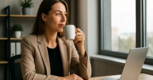 profissional faz pausa para desacelerar no trabalho