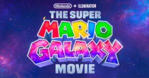 Super Mario Galaxy filme 2026 com Mario e Peach no espaço