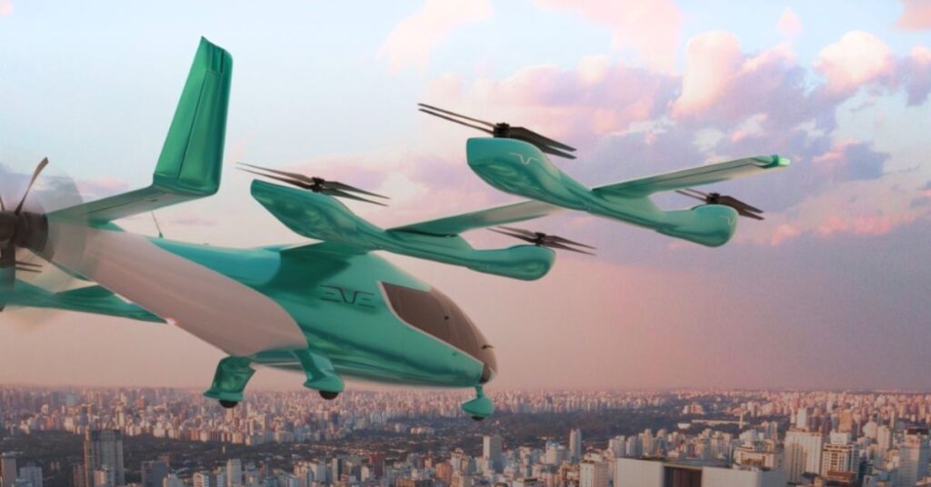 carro voador da Embraer durante testes no Brasil