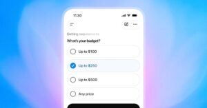 interface da ferramenta ChatGPT para compras na Black Friday exibindo opções de orçamento