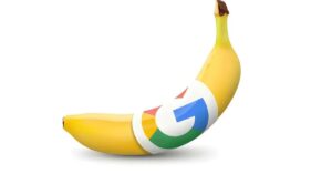 Banana estilizada com o logo do Google ilustrando o Nano Banana Pro
