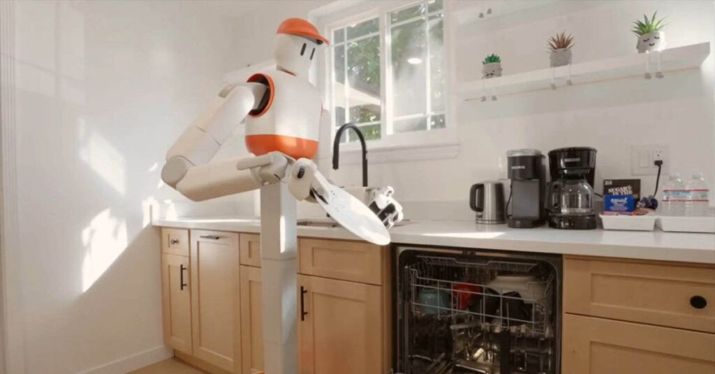 robôs socialmente conscientes auxiliando em tarefas domésticas em uma cozinha