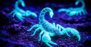 animais que brilham no escuro sob luz ultravioleta