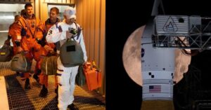 missão da NASA à Lua com astronautas e cápsula Órion