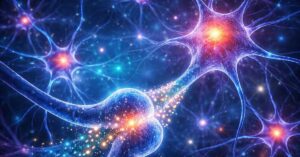 amor à primeira vista representado por neurônio dopaminérgico liberando dopamina