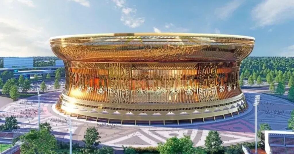 maior estádio do mundo em construção no Vietnã com design inspirado no tambor Dong Son